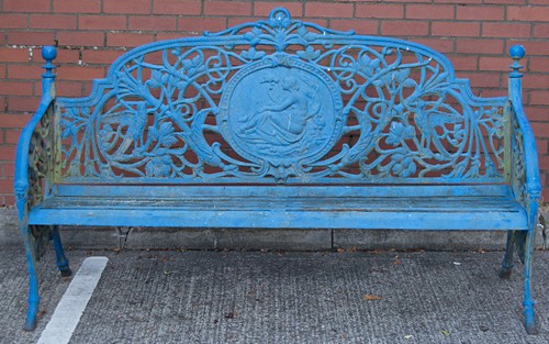 Coalbrookdale style cast iron garden bench