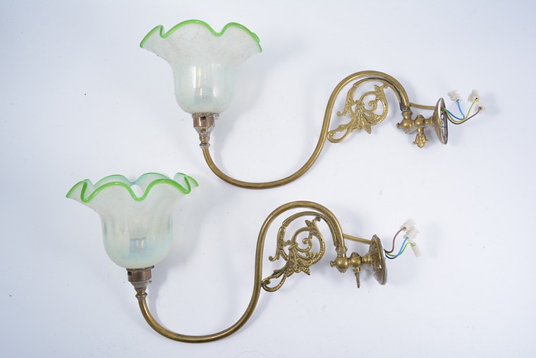 Pair of Victorian style brass wall lights