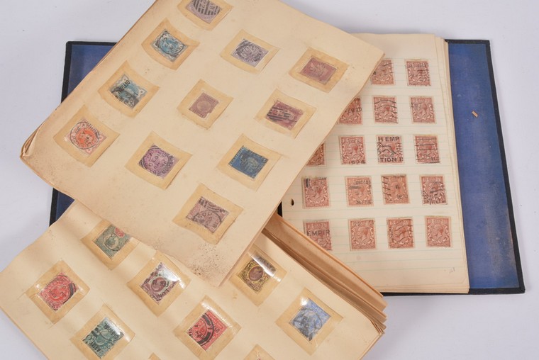 Stamps: Great Britain collection in homemade booklets (numerous booklets with Victoria 1d lilac or Edward VII 1d red only).