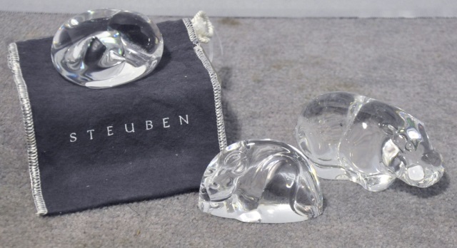 Three Steuben Animal Figurines
