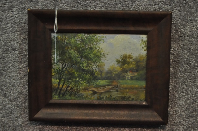 Small English Genre Oil Painting