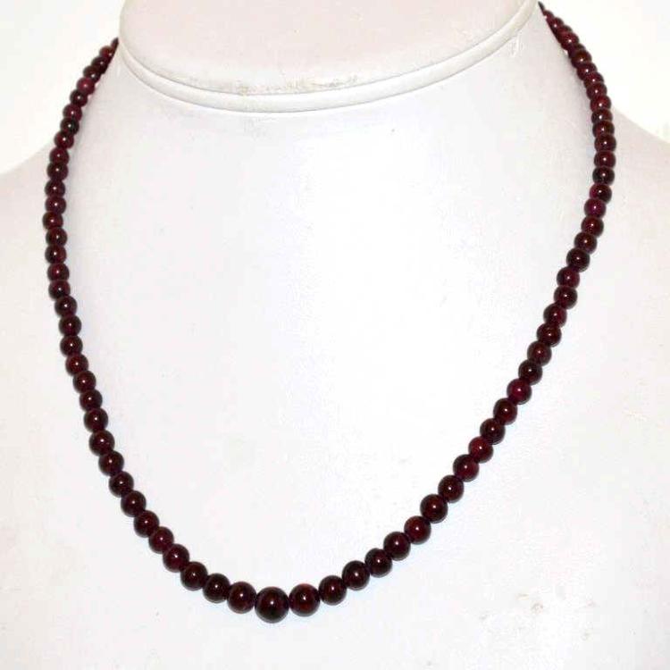 Vintage 18" Garnet Bead Necklace