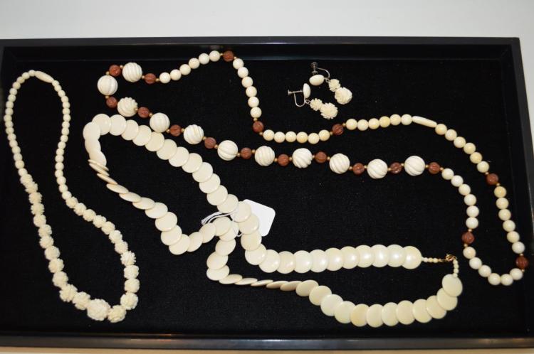 Four Pieces Of Ivory Jewelry