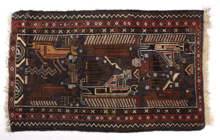 Pakistani Baluchi Hand-Knotted Runner Wool Rug