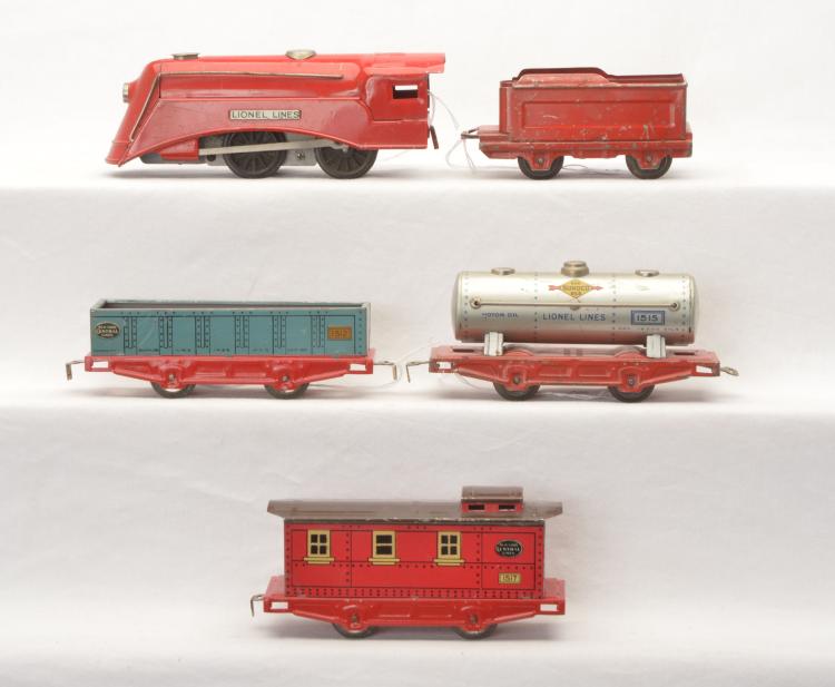 Lionel Prewar O Gauge Clockwork Litho Freight Set w/1511 1516T 1512 1515 1517