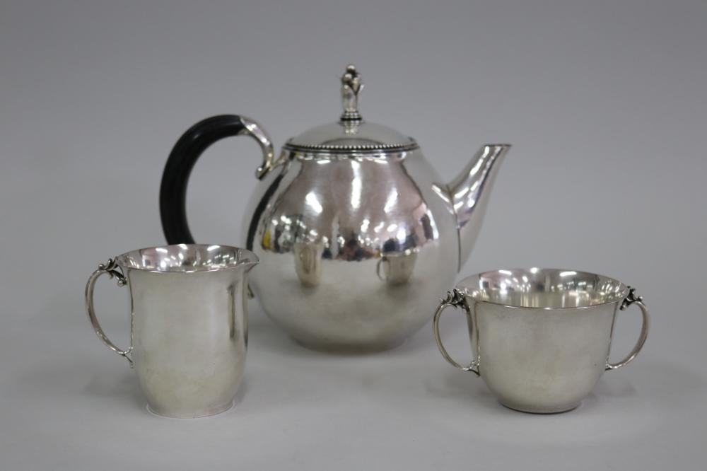 Georg Jensen sterling silver three piece tea set