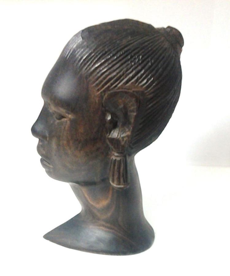 African Tribal Ebony Female Head Statue Tanzania (Tribe Unknown)