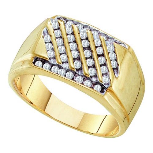 10K Yellow-gold 0.50CTW DIAMOND CLUSTER MENS RING