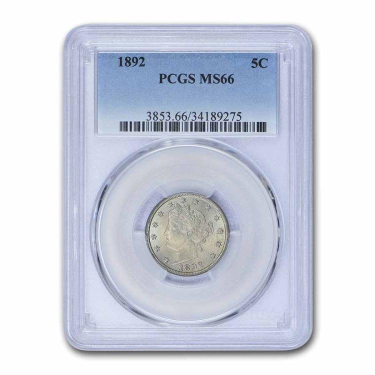 1892 Liberty Head V Nickel MS-66 PCGS