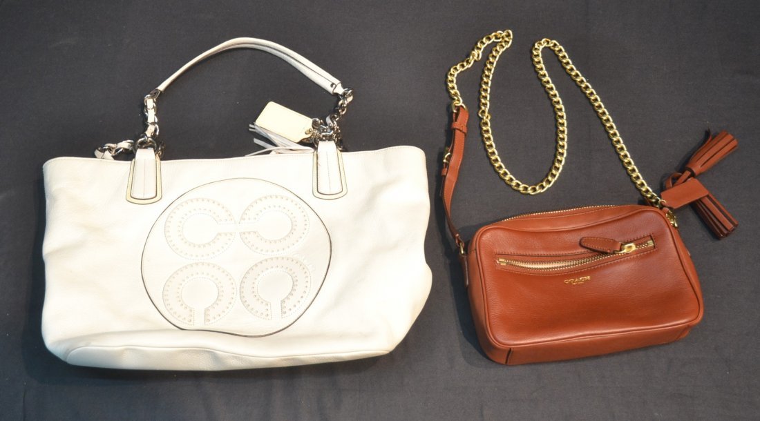 Coach brown leather handbag & coach black