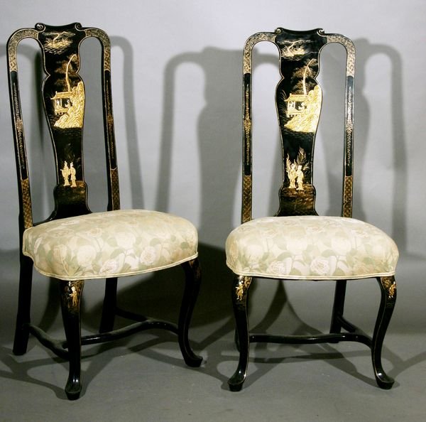 250: Pair of 20th C. Chinoiserie-Decorated Chairs