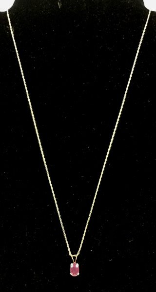 10k Gold Natural Ruby Pendant Necklace