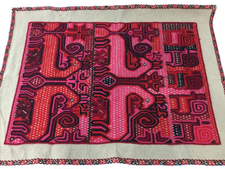 Antique Folk Art Embroidered Textile Piece