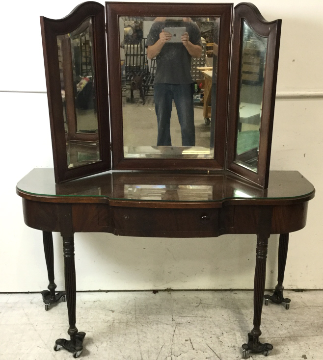 Antique Victorian Dressing Table & Hinged Mirror