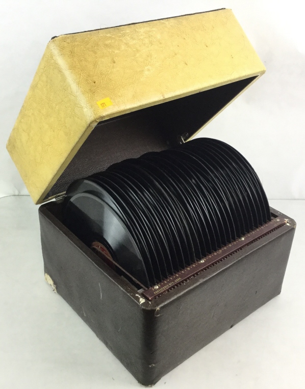 Vtg. Lp Vinyl Records & Record Holder Box