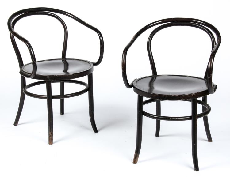 Pair Thonet Style Bentwood Cafe Chairs