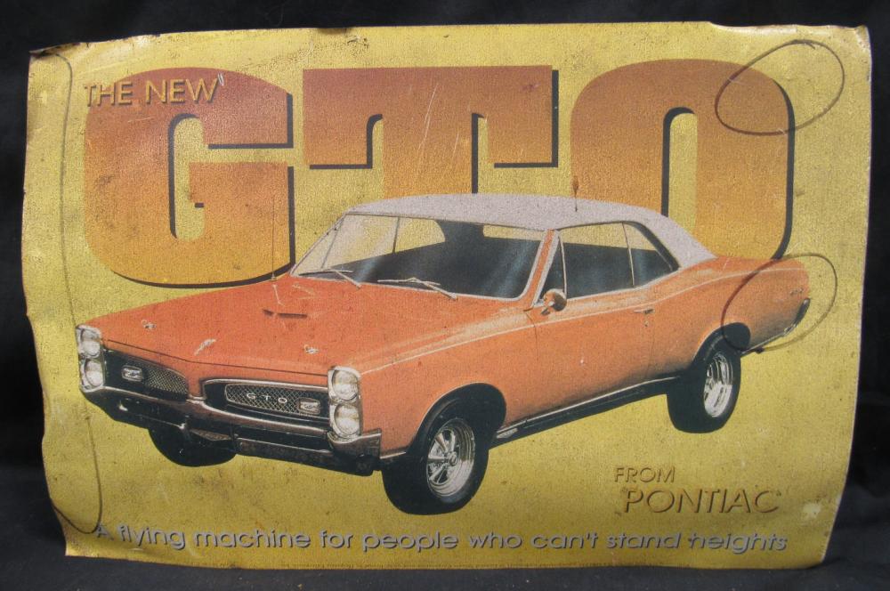 Vintage Desparate Enterprises GTO pontiac car tin metal sign
