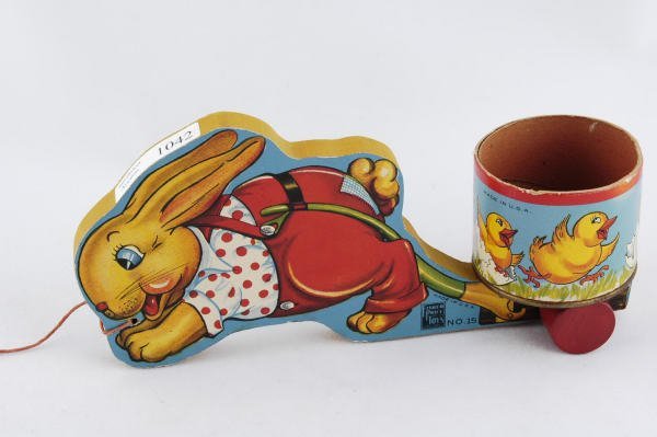 1946 Fisher Price Bunny Cart #15 Pull Toy