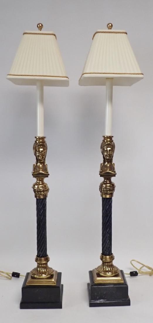 Pair of Maitland Smith Candlestick Figural Lamps