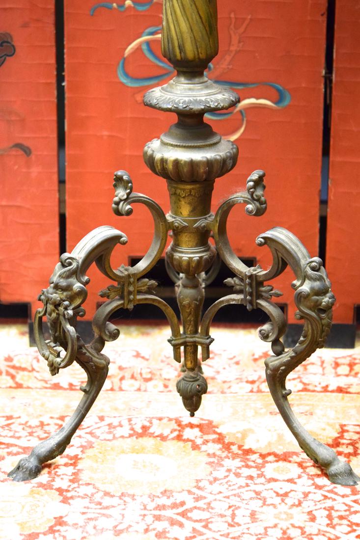 Large Pair French Bronze Floor Candle Holder