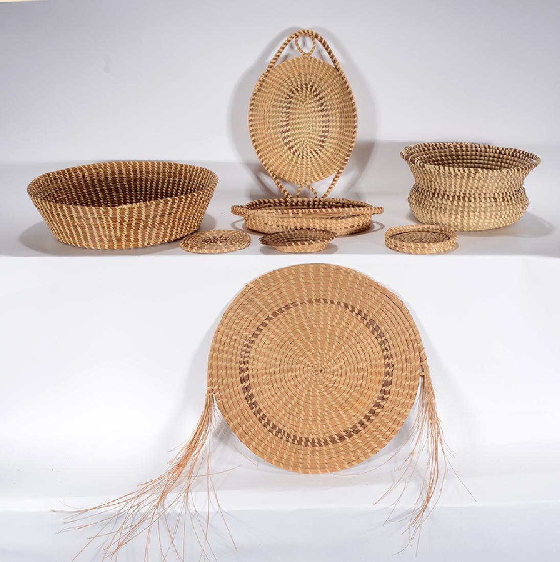 Eight Unique Gullah Sweetgrass Baskets.