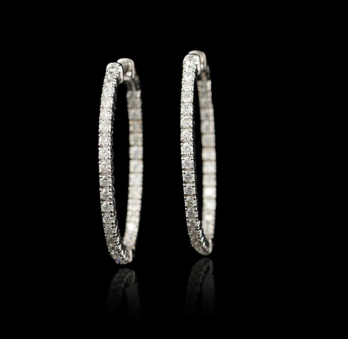 14KT White Gold 2.60ctw Diamond Hoop Earrings FJM1906