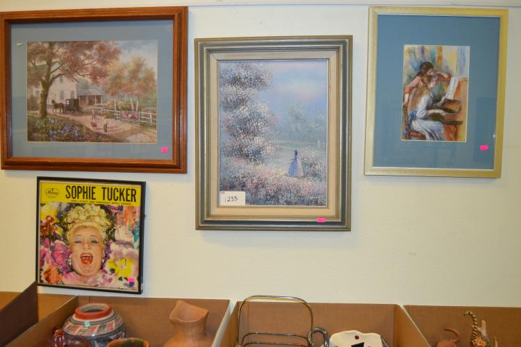 4 Pieces Of Artwork Including Prints And An Oil Painting