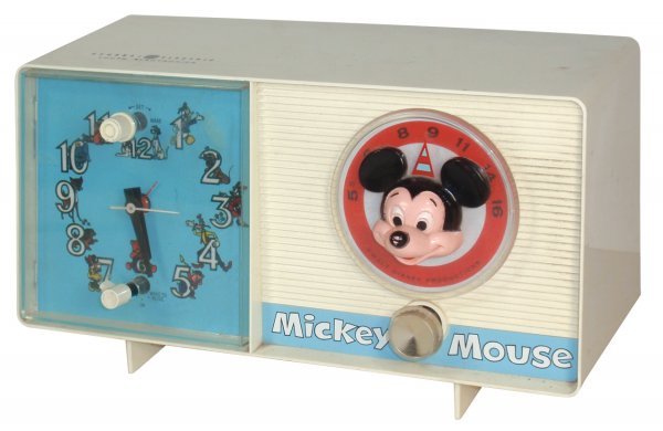 Radio, Mickey Mouse w/clock, mfgd by General Elec