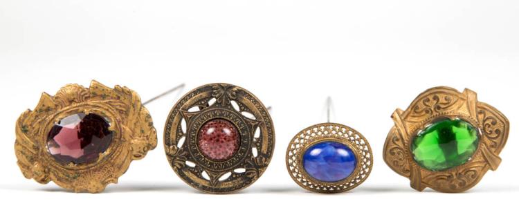 ANTIQUE / VINTAGE RHINESTONE HATPINS, LOT OF FOUR