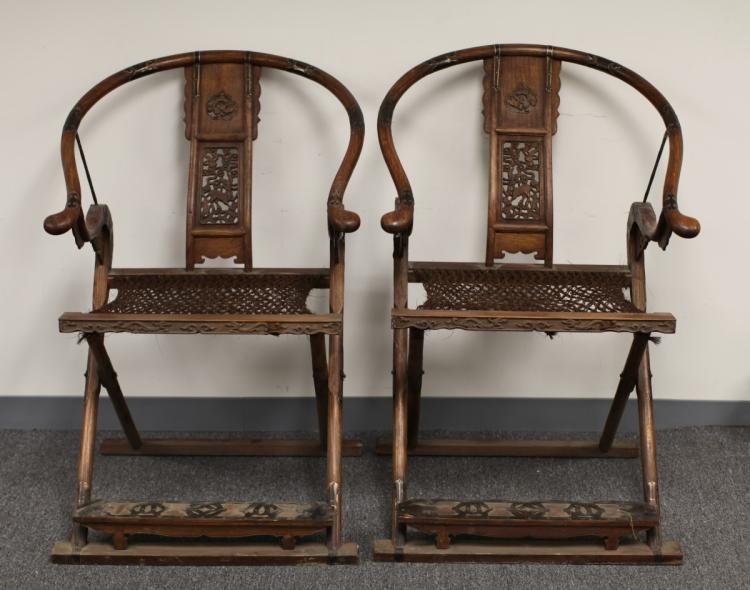 PAIR OF ROSEWOOD FOLDING CHAIRS