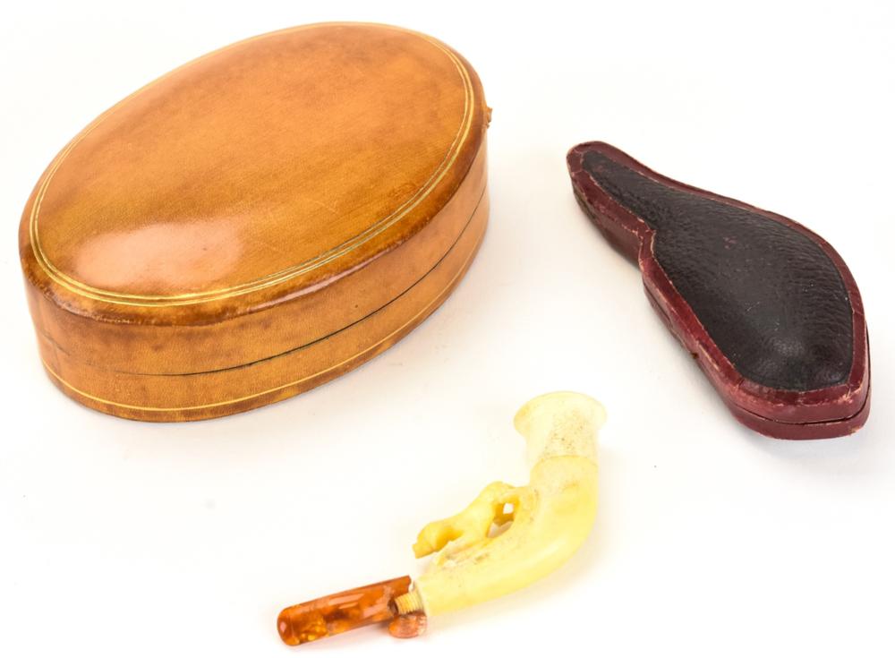 Bergdorf Goodman Leather Box & Antique Pipe