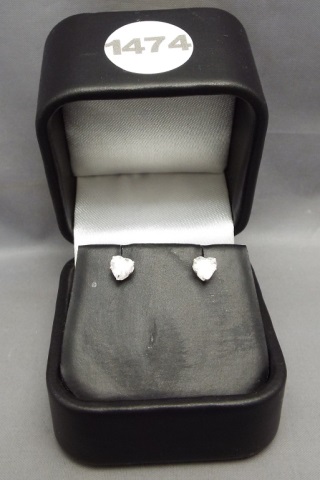 Sterling silver post back earrings with white
