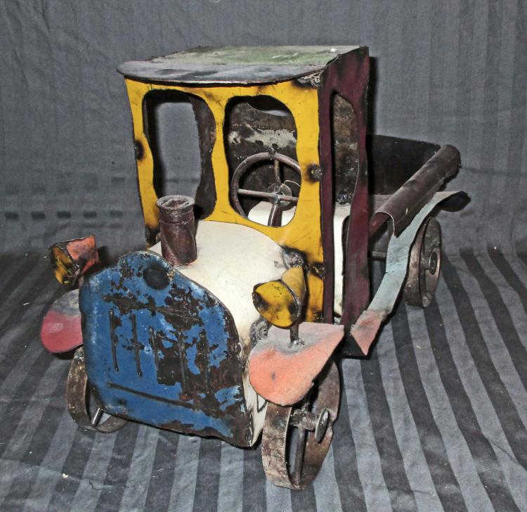 VINTAGE HANDMADE METAL FOLK ART TRUCK