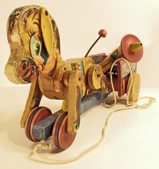 VINTAGE FISHER PRICE BUCKY BURRO WOODEN PULL TOY