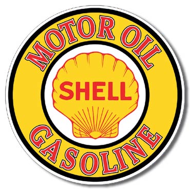 SHELL METAL SIGN 12" ROUND
