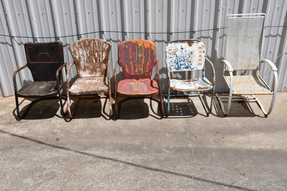 Group Lot of Metal Lawn Chairs