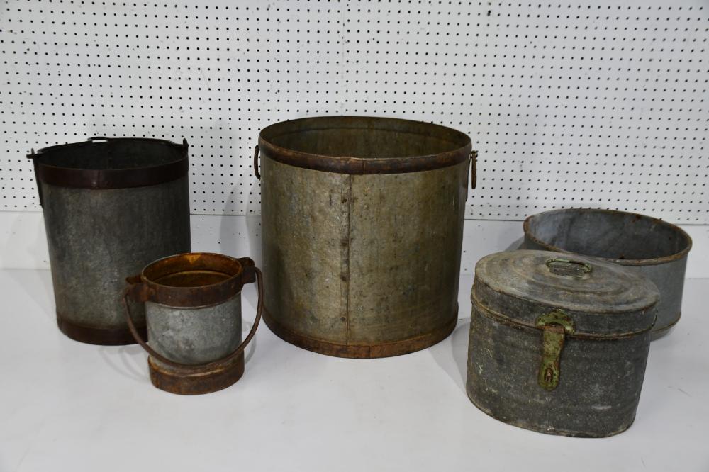 Group Lot of Metal Buckets