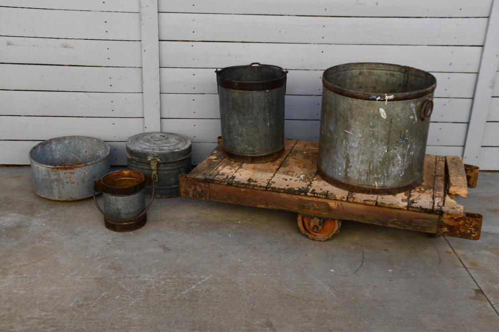 Group Lot of Industrial Metal Buckets