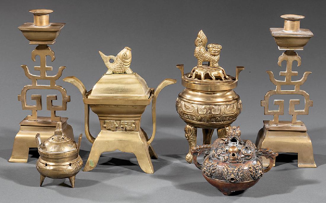 Chinese Paktong Altar Garniture