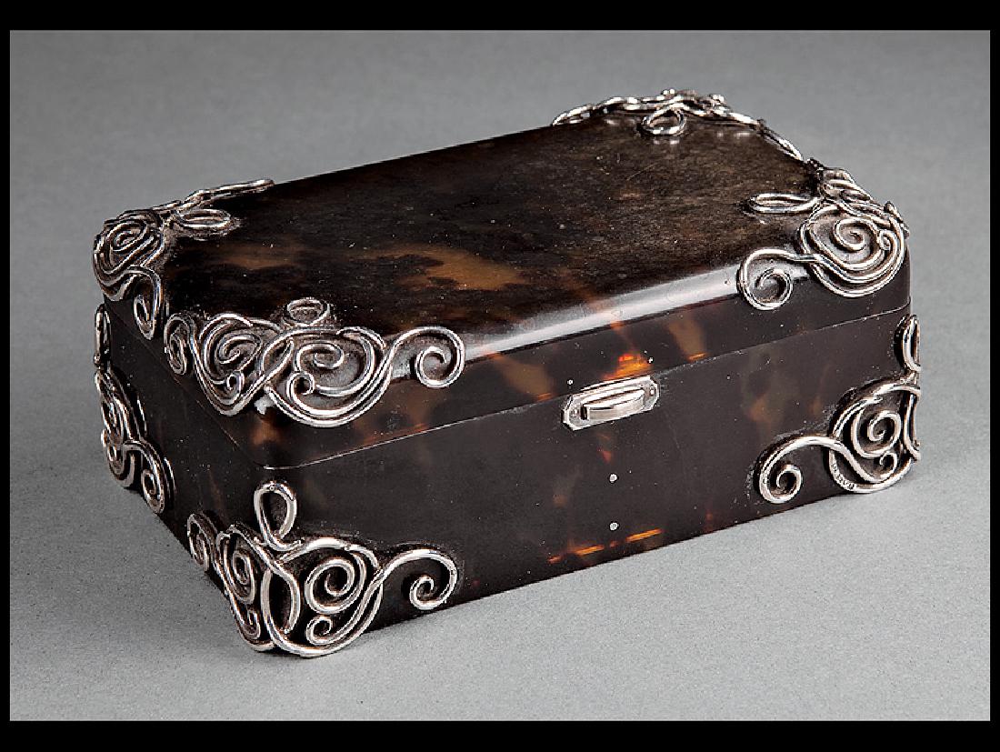 Sterling Silver-Mounted Cigarette Box
