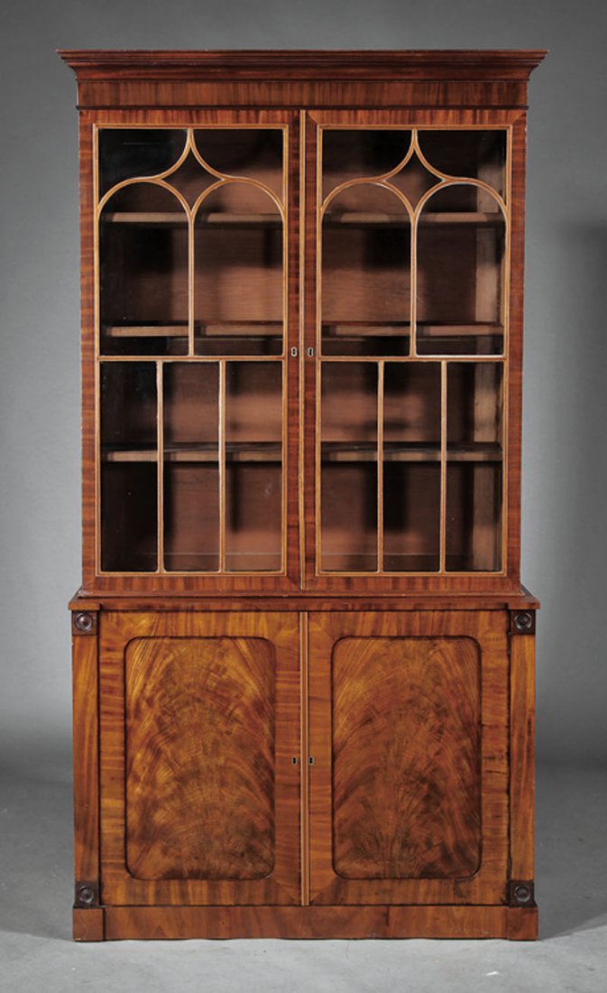 Georgian-Style Inlaid Mahogany Bookcase