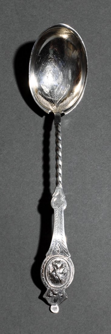 American Coin Silver Medallion Serving Spoon
