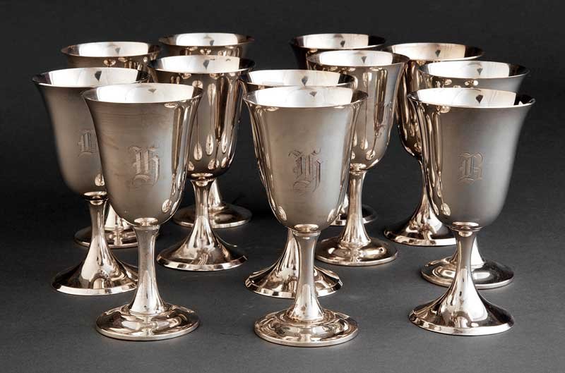 A Set of Twelve Gorham Sterling Silver Goblets