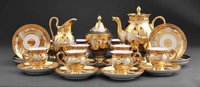French Gilt Porcelain Coffee Service