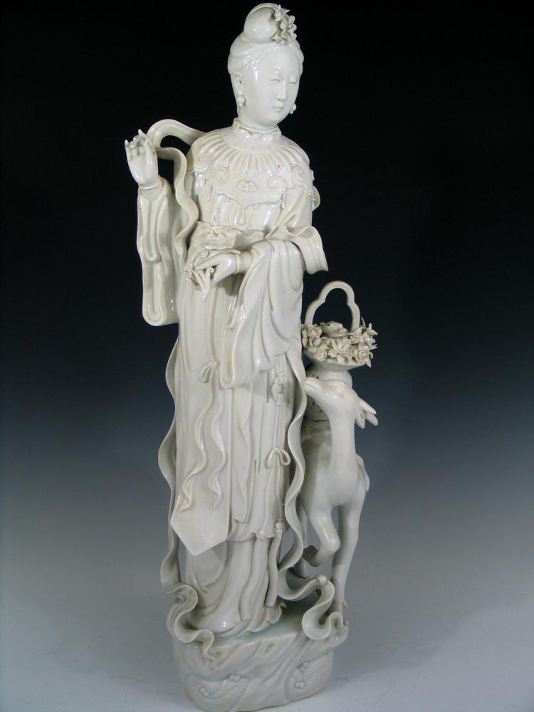 Large Chinese Dehua Blanc De Chine Porcelain Figure