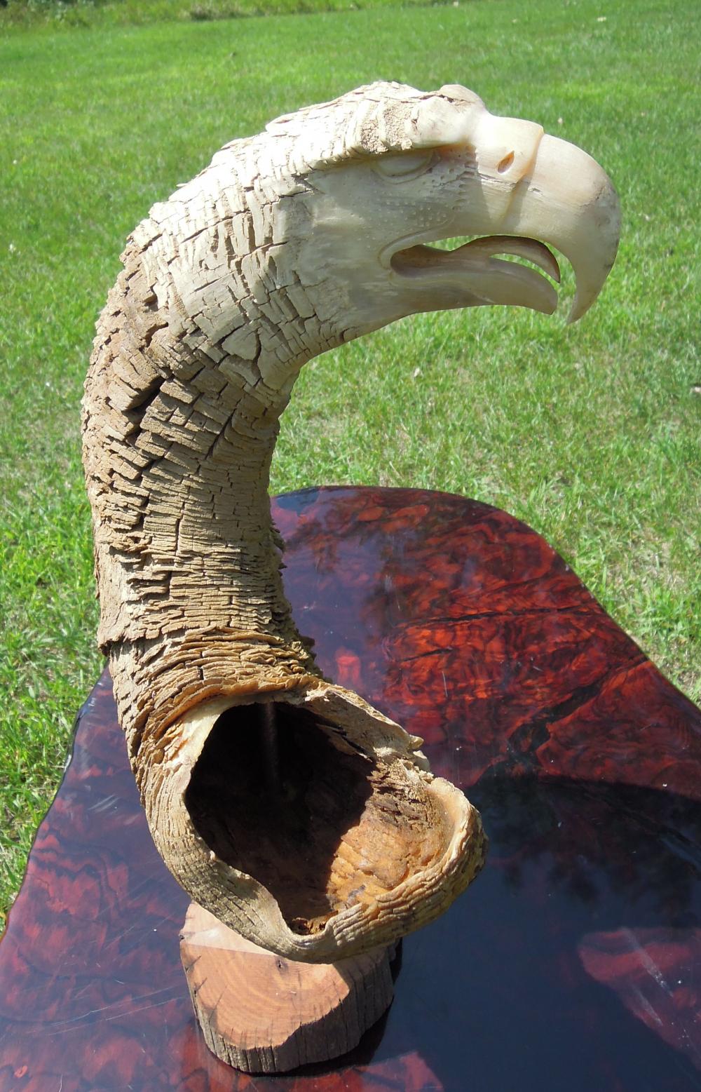 VERY UNUSUAL HAND CARVED LONGHORN SHEEP HOR