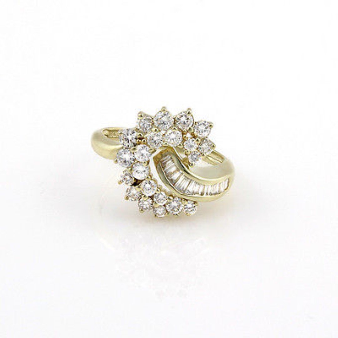 JoseHess 14K Yellow Gold 1.50ct Diamond Cluster