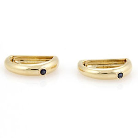 18K Yellow Gold Cartier Sapphire Designer Cufflinks
