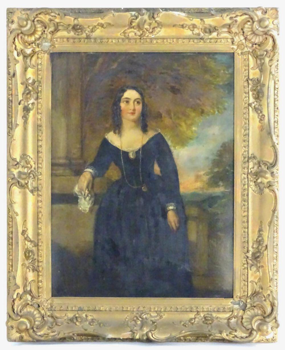 19th century, English School, Oil on board, A portrait of a lady. Approx. 23 1/4" x 17 1/4"