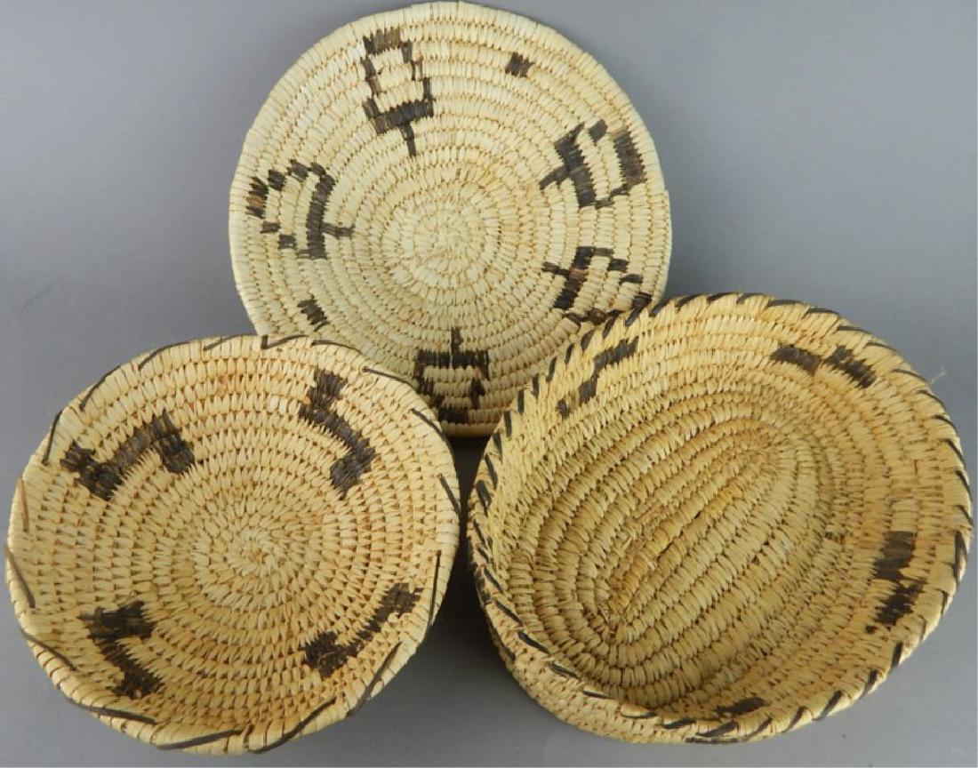 3 Native American Baskets By The Papago Indians